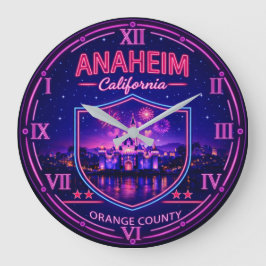 Anaheim California Neon Castle Orange County ラージ壁時計