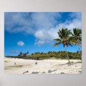 Anakena, Rapa Nui, Easter Island, Chile ポスター (正面)