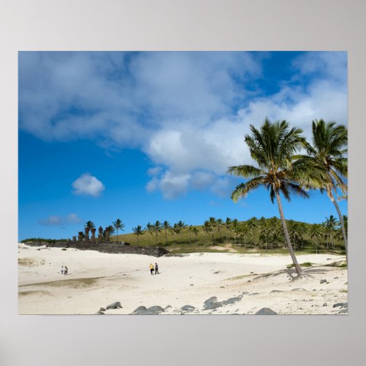 Anakena, Rapa Nui, Easter Island, Chile ポスター (正面)