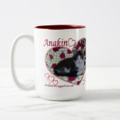 Anakinの両脚猫、てんとう虫のハート、子ネコのマグ ツートーンマグカップ (左)