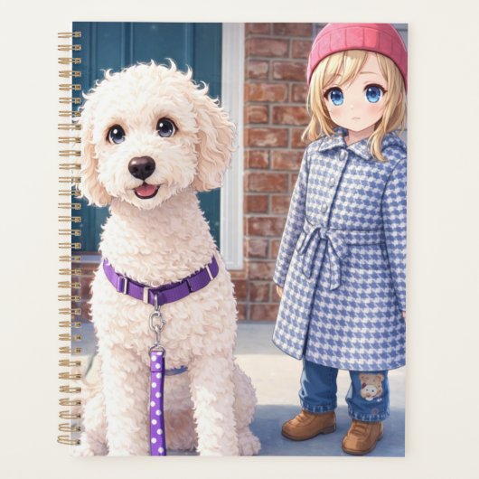 Anami Large Planner Girl & Puppy Best Friends プランナー手帳 (正面)