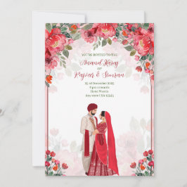 Anand Karaj招待状、シーク式の結婚式の招待 招待状