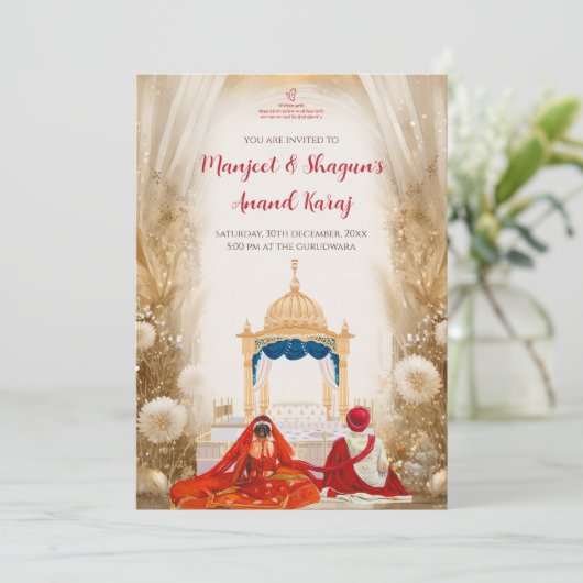Anand Karaj invitations Digital Sikh Wedding cards 招待状 (スタンド正面)