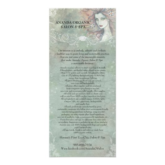 Ananda Organic Salon and Spa ラックカード (正面)