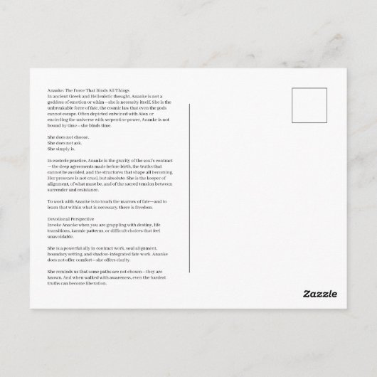 Ananke Goddess of Necessity Postcard ポストカード (裏面)