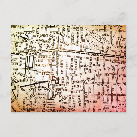 Anarbor、MIヴィンテージマップ ポストカード (正面)