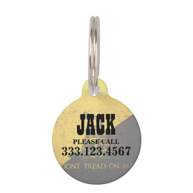 Anarcho黒くグランジなガズデンの旗 ペット　ネームタグ (正面)