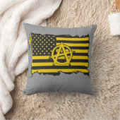 Anarcho-Capitalist Flag USA Black & Gold flag クッション (ブランケット)