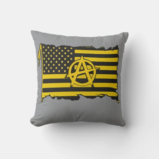 Anarcho-Capitalist Flag USA Black & Gold flag クッション (正面)