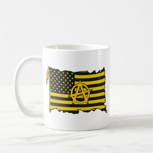 Anarcho-Capitalist Flag USA Black & Gold flag コーヒーマグカップ (左)