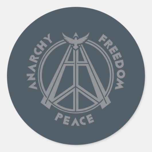 Anarchy, Freedom & Peace: Modern Anarchy Symbol ラウンドシール (正面)
