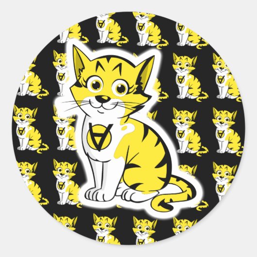 Anarkitty AnCat AnCapパターン黒と黄色 ラウンドシール (正面)