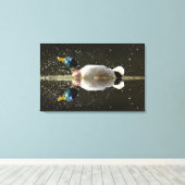 (Anas platyrhyncus)，後に水を振り落とす キャンバスプリント (インサイチュ (ウッドフロア))