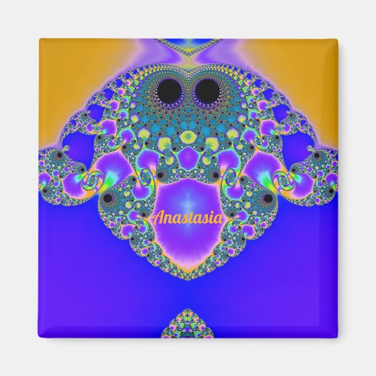 ANASTASIA～抽象芸術パターン～青紫色イエロー～ マグネット (正面)