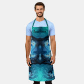 ANASTASIA ～抽象芸術フラクタルブルーアクアホワイト～ エプロン (着用した状態)