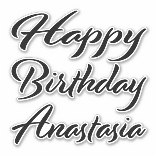 Anastasia Name Vorname black Sticker Geburtstag シール (正面)