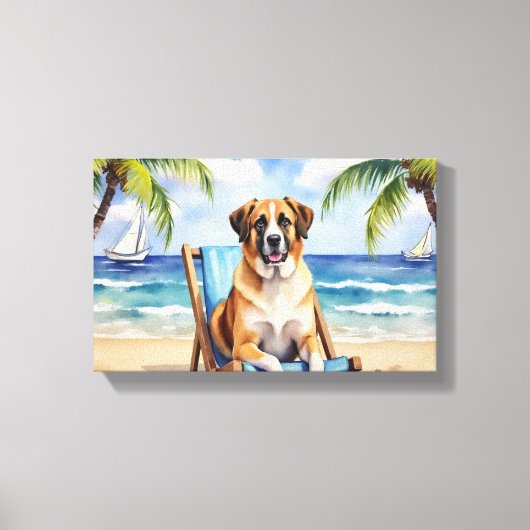 Anatolian Shepherd Beach Scene キャンバスプリント (正面)