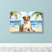 Anatolian Shepherd Beach Scene キャンバスプリント (インサイチュ (ウッドフロア))
