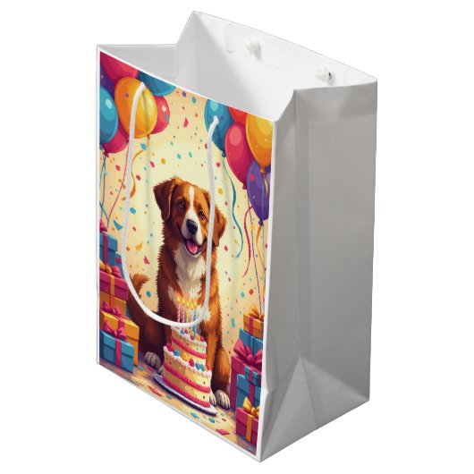 Anatolian Shepherd Birthday Celebration ミディアムペーパーバッグ (正面アングル)