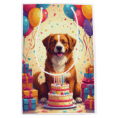 Anatolian Shepherd Birthday Celebration ミディアムペーパーバッグ (正面)