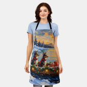 Anatolian Shepherd Christmas Boat Holiday エプロン (着用した状態)