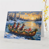 Anatolian Shepherd Christmas Boat Holiday カード (黄色い花)