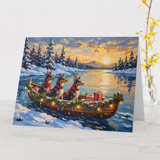 Anatolian Shepherd Christmas Boat Holiday カード (黄色い花)