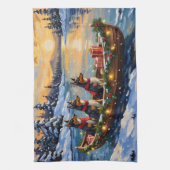 Anatolian Shepherd Christmas Boat Holiday キッチンタオル (縦)