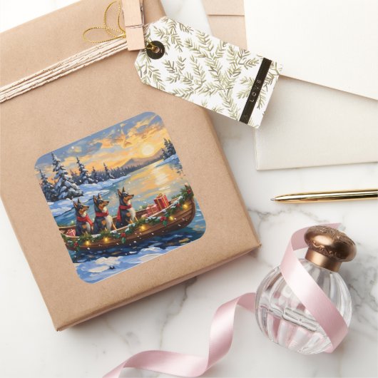 Anatolian Shepherd Christmas Boat Holiday スクエアシール (ギフト)