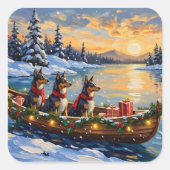 Anatolian Shepherd Christmas Boat Holiday スクエアシール (正面)
