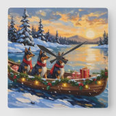 Anatolian Shepherd Christmas Boat Holiday スクエア壁時計 (正面)