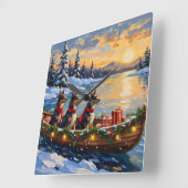Anatolian Shepherd Christmas Boat Holiday スクエア壁時計 (傾斜)
