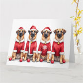 Anatolian Shepherd Christmas Dress Santa Hat カード (黄色い花)