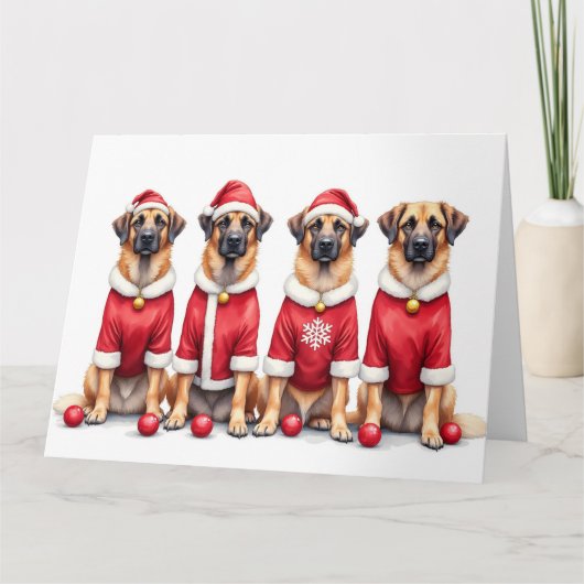 Anatolian Shepherd Christmas Dress Santa Hat カード (正面)