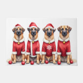 Anatolian Shepherd Christmas Dress Santa Hat ドアマット (正面)