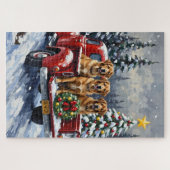 Anatolian Shepherd Dog Christmas Red Truck Holiday ジグソーパズル (横)