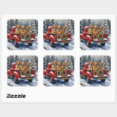 Anatolian Shepherd Dog Christmas Red Truck Holiday スクエアシール (シート)
