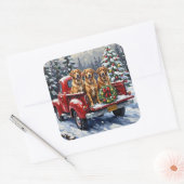 Anatolian Shepherd Dog Christmas Red Truck Holiday スクエアシール (封筒)