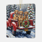 Anatolian Shepherd Dog Christmas Red Truck Holiday セラミックオーナメント (左)