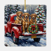 Anatolian Shepherd Dog Christmas Red Truck Holiday セラミックオーナメント (裏面)
