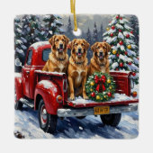 Anatolian Shepherd Dog Christmas Red Truck Holiday セラミックオーナメント (正面)