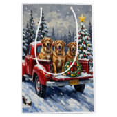 Anatolian Shepherd Dog Christmas Red Truck Holiday ミディアムペーパーバッグ (正面)