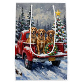 Anatolian Shepherd Dog Christmas Red Truck Holiday ミディアムペーパーバッグ (裏面)
