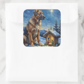 Anatolian Shepherd Dog Guarding Nativity Scene スクエアシール (バッグ)