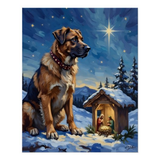 Anatolian Shepherd Dog Guarding Nativity Scene ポスター (正面)