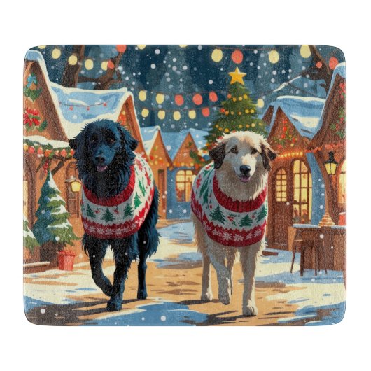 Anatolian Shepherd Dogs Christmas Snow Holiday カッティングボード (正面)