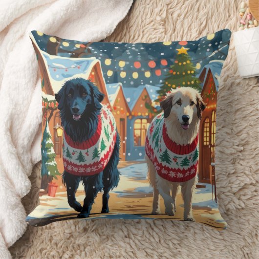 Anatolian Shepherd Dogs Christmas Snow Holiday クッション (ブランケット)