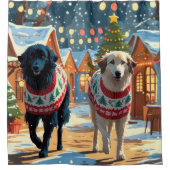 Anatolian Shepherd Dogs Christmas Snow Holiday シャワーカーテン (正面)