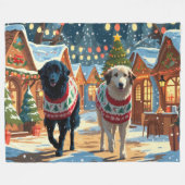 Anatolian Shepherd Dogs Christmas Snow Holiday フリースブランケット (正面(横))