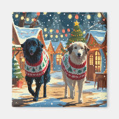 Anatolian Shepherd Dogs Christmas Snow Holiday マグネット (正面)